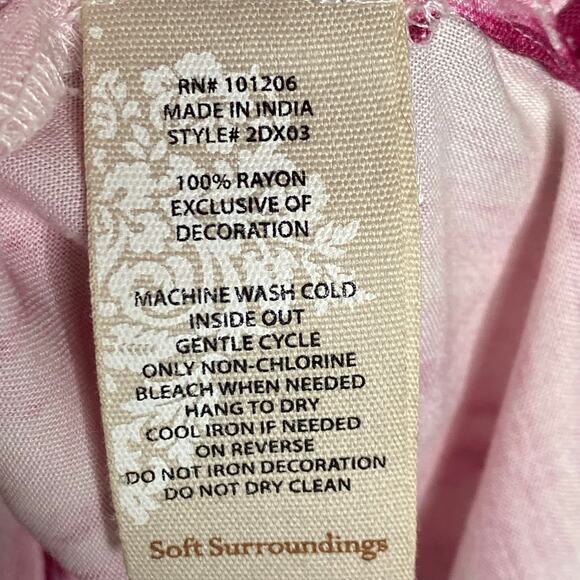 Soft Surroundings Womens Size Large Pink Altea Ikat Kimono Blouse Top Beaded - Picture 9 of 9